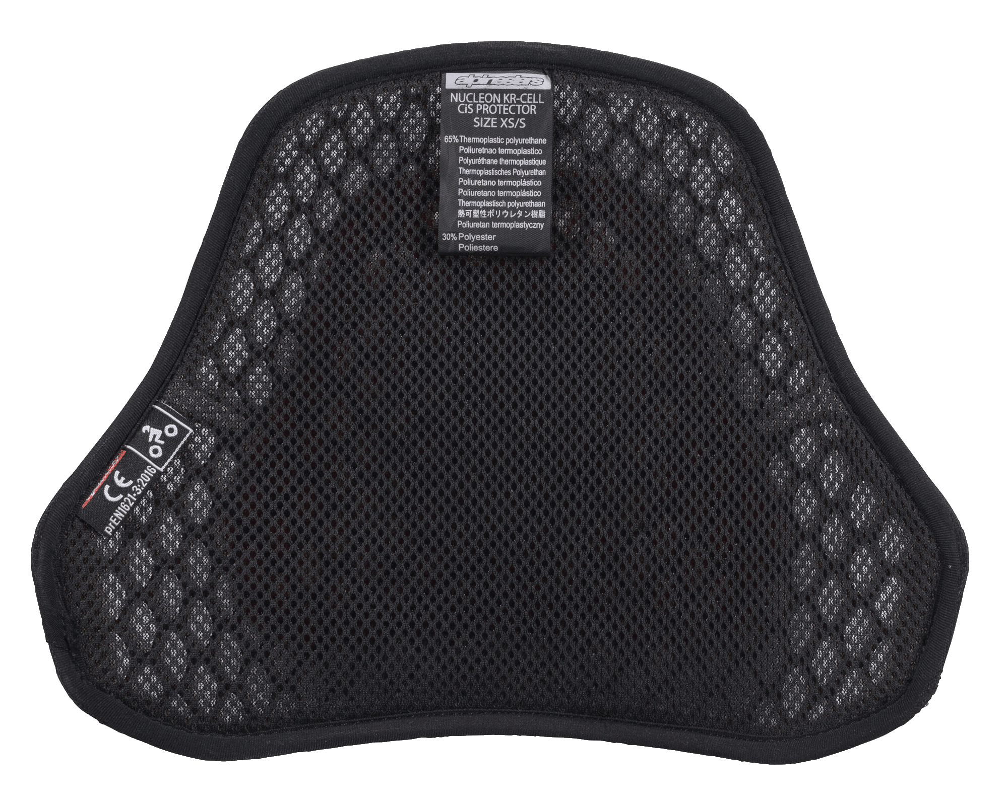 Alpinestars Nucleon KR Cell CiR Protectors, protector de pecho para moto, interior de malla de aire negra con microestructura de nido de abeja, con etiqueta de certificación CE y forro suave para transpirabilidad y comodidad