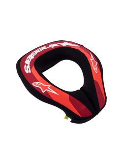 Alpinestars Youth Sequence Neck Roll, red and black motocross neck protection gear for young riders with white logos.