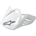 Alpinestars Supertech M10/M8 Visor, visera para casco de motocicleta, blanco brillante con logo de estrella negro, diseño angular con aberturas de ventilación, construcción aerodinámica