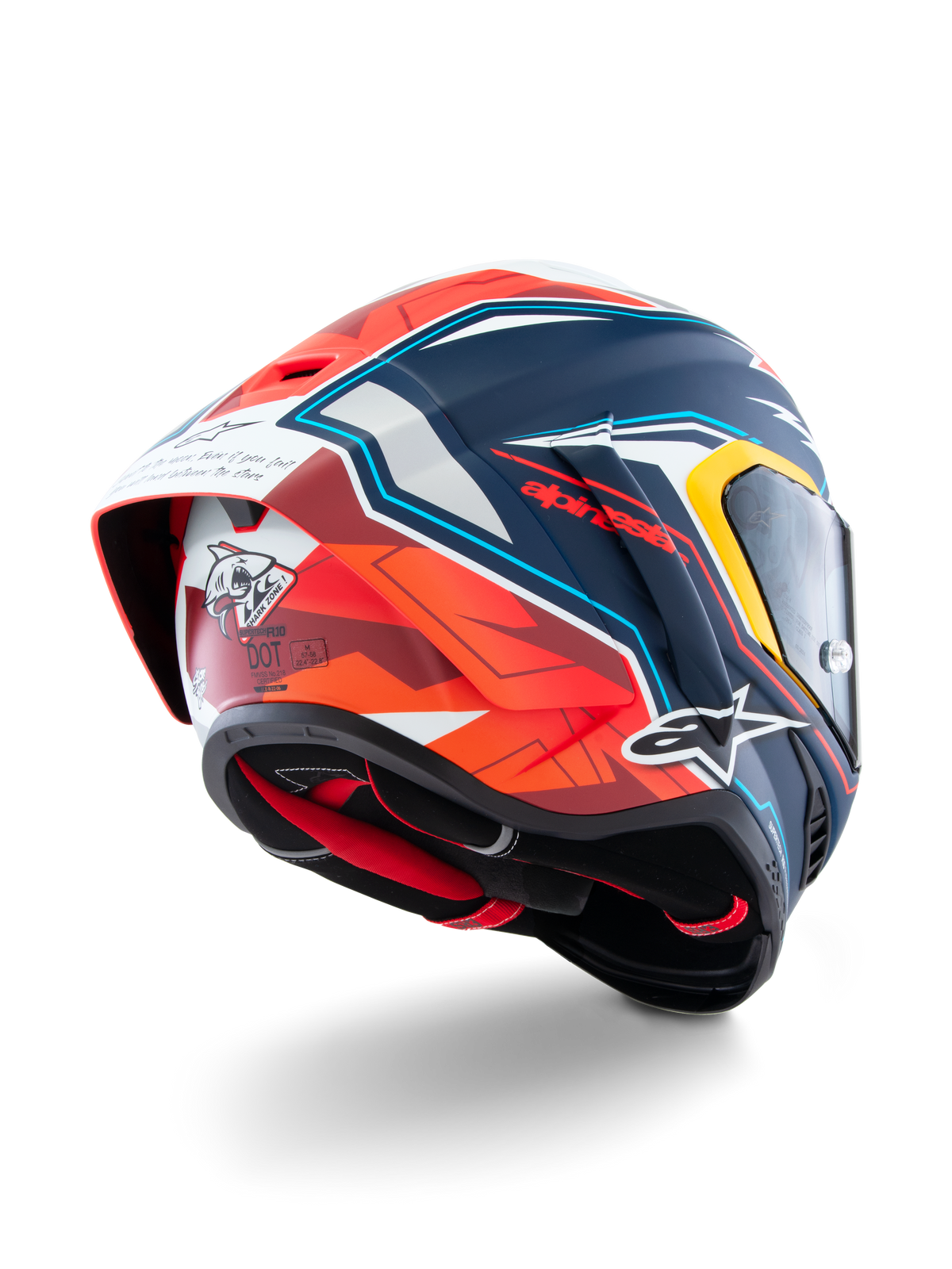 Casco Alpinestars Supertech R10 Acosta Edición Limitada, casco de competición para moto, azul, rojo y blanco, construcción de carbono, certificado ECE 22.06 y DOT