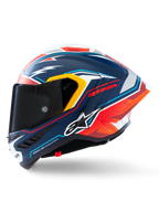 Casco Alpinestars Supertech R10 Acosta Edición Limitada, casco de moto para carreras, azul, rojo y blanco, construcción de carbono