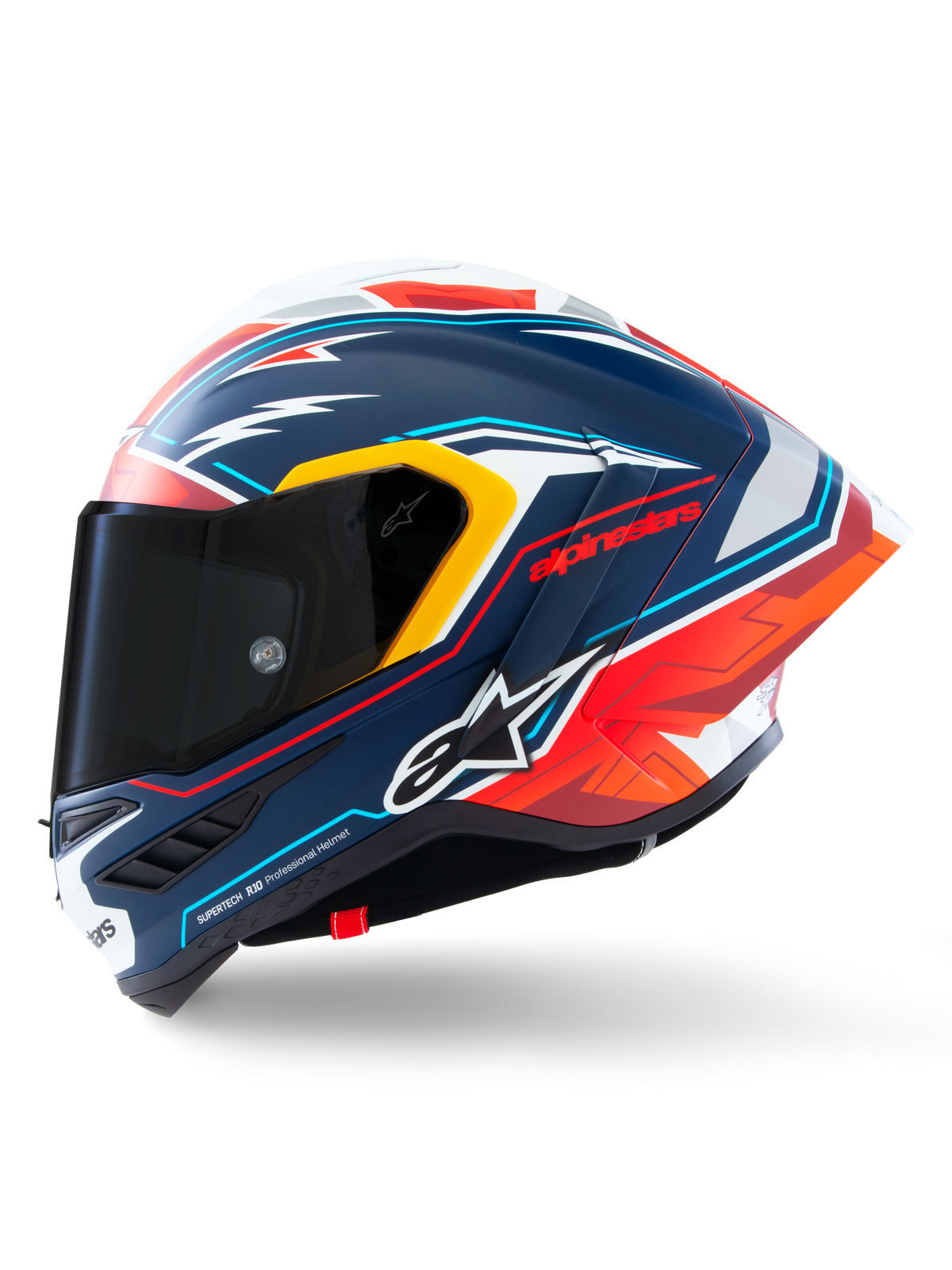 Casco Alpinestars Supertech R10 Acosta Edición Limitada, casco de moto para carreras, azul, rojo y blanco, construcción de carbono