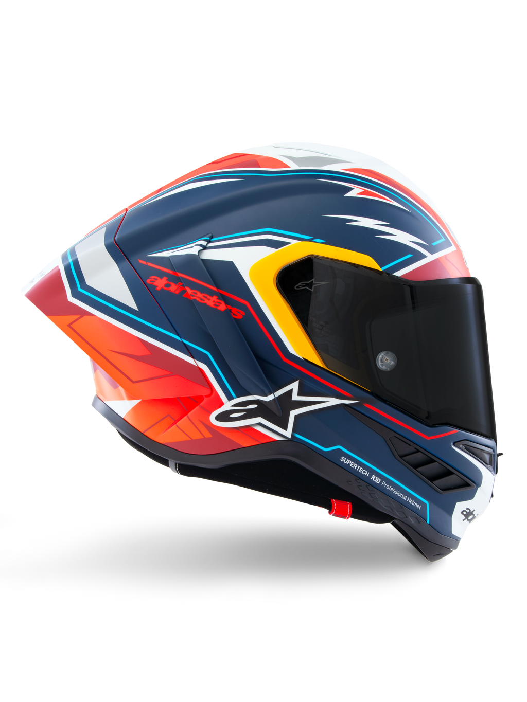Casco Alpinestars Supertech R10 Acosta Edición Limitada, casco de moto integral para carreras, azul, rojo y blanco, con certificación ECE 22.06 y FIM, construcción de composite de carbono