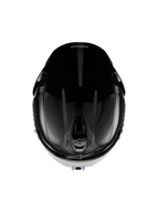 Casco Alpinestars S-R7 Solid, casco integral de motocicleta, negro brillante, vista superior que muestra la calota aerodinámica, los puertos de ventilación y un elegante acabado brillante