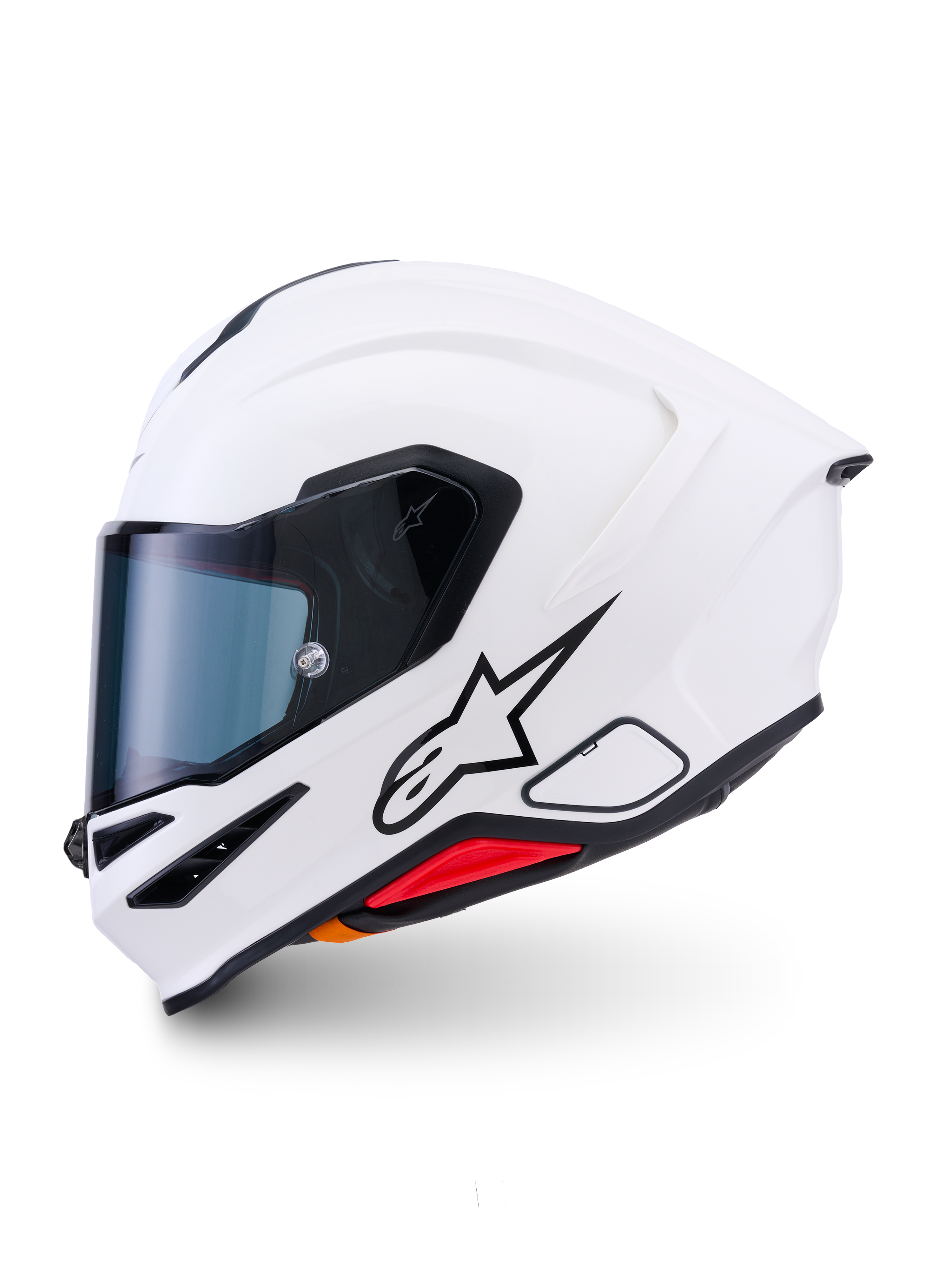 Casco Alpinestars S-R7 Solid, casco de moto integral, Blanco Brillante, calota aerodinámica elegante con alerón trasero integrado, visor transparente y múltiples puertos de ventilación, equipo de protección de alto rendimiento para competición y deporte