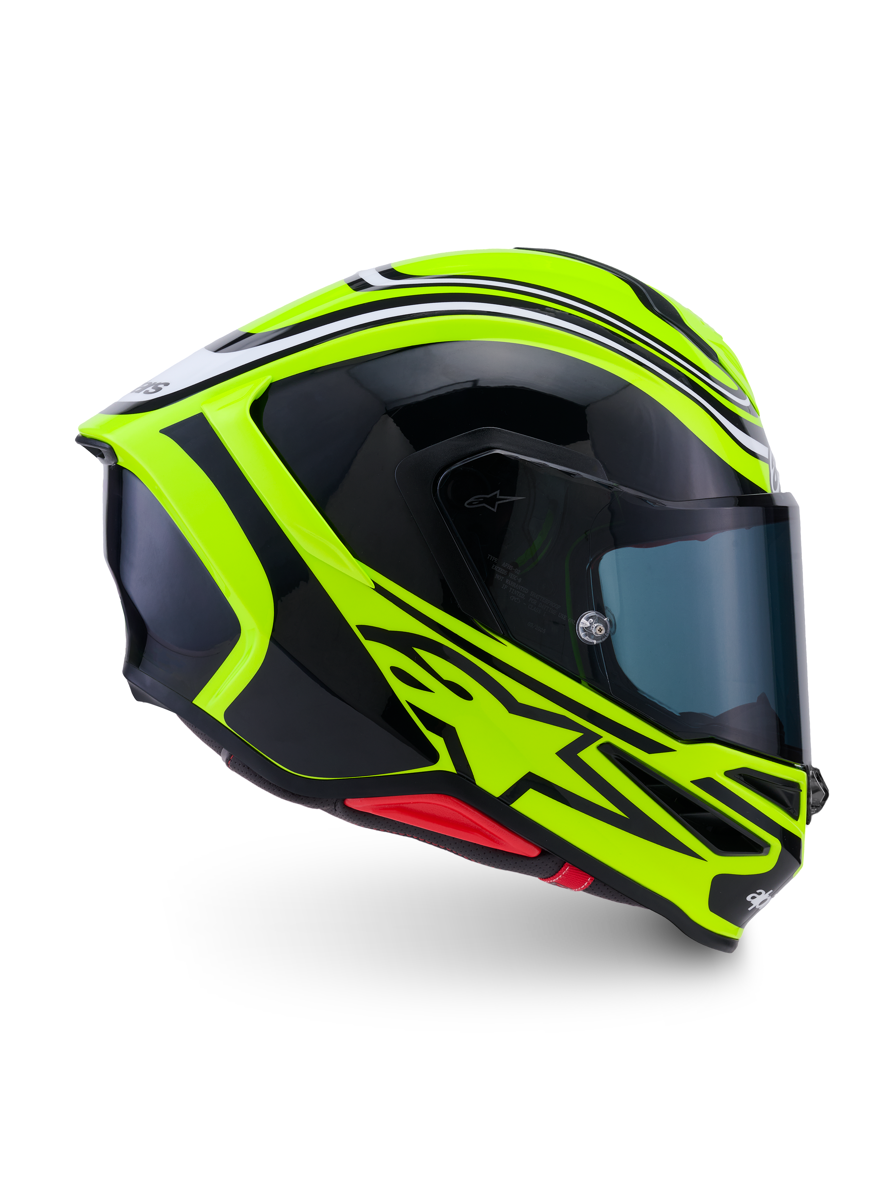 Alpinestars Casco S-R7 Zeal ECE 22.06, casco integral de moto para carreras, amarillo flúor, negro y blanco, construcción de carbono