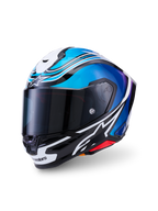 Alpinestars S-R7 Zeal, casco integral de moto para carreras, negro, azul, rosa flúor y blanco, construcción de carbono
