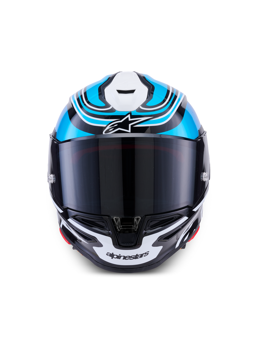 Alpinestars S R 7 Zeal Casco, casco integral de moto para carreras, negro, azul y blanco brillante, con certificación ECE 06