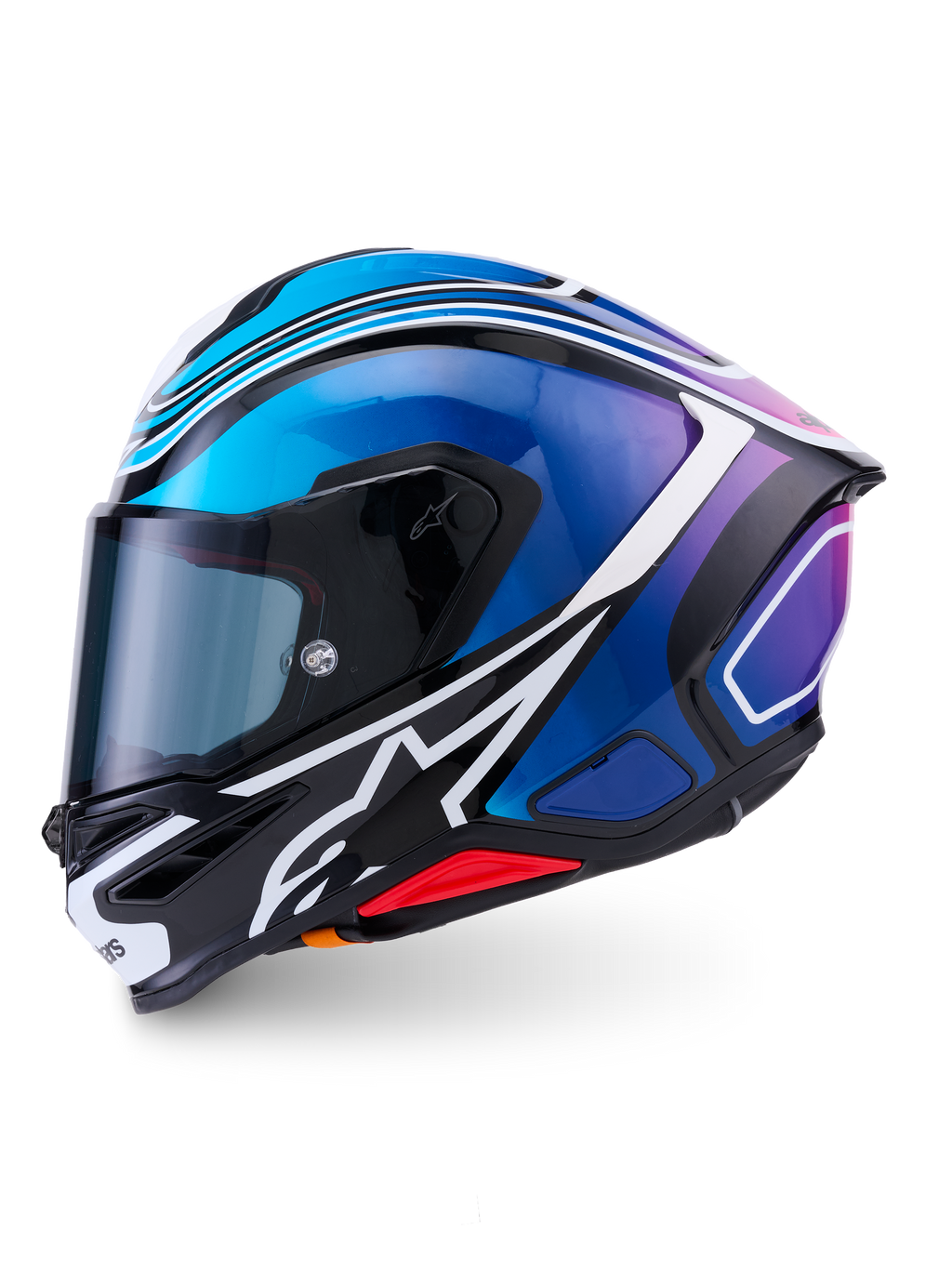 Alpinestars S-R7 Zeal Casco ECE 06, casco integral de moto para carreras en negro, azul, rosa y blanco, construcción de carbono