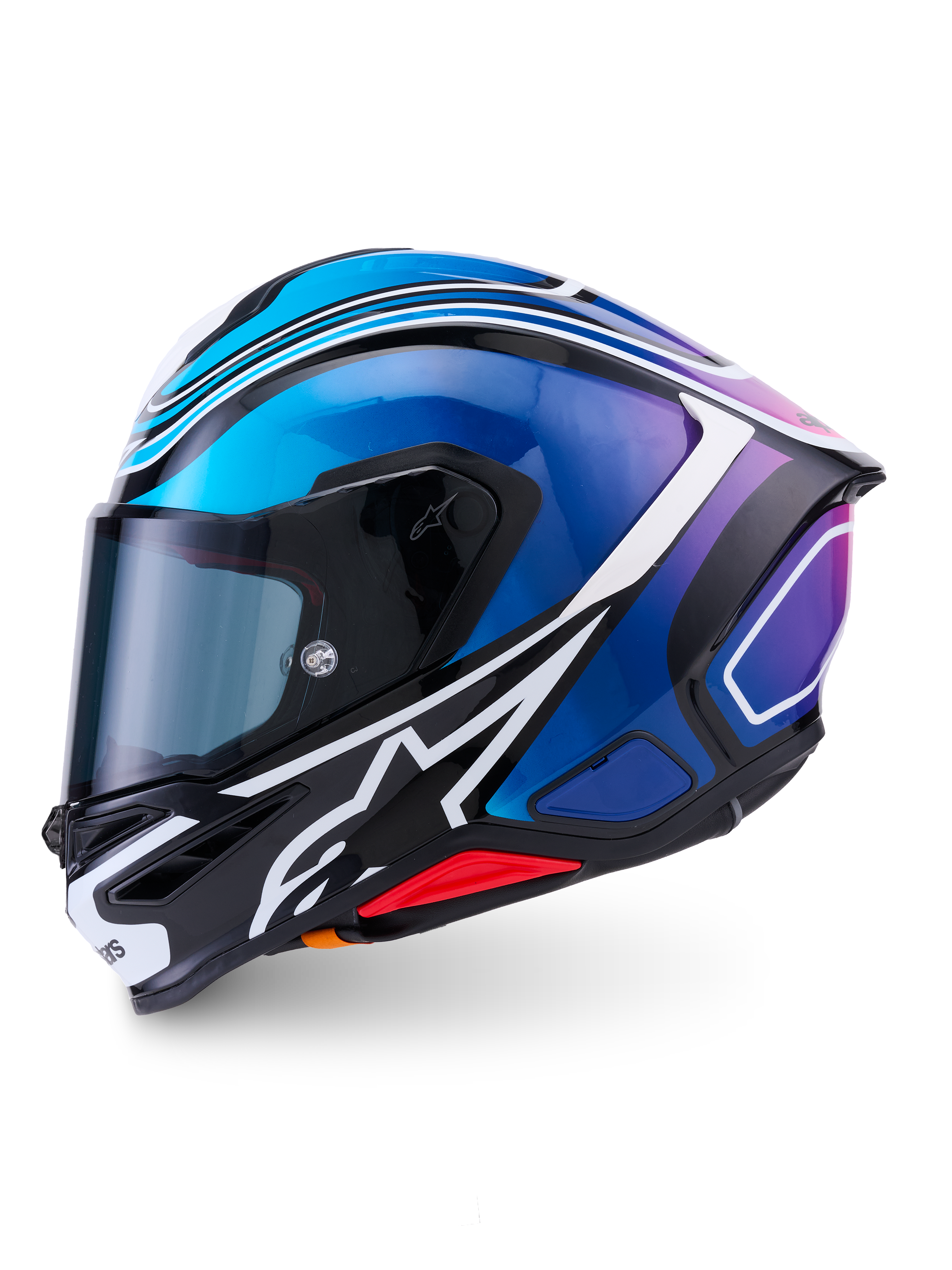 Alpinestars S-R7 Zeal Casco ECE 06, casco integral de moto para carreras en negro, azul, rosa y blanco, construcción de carbono