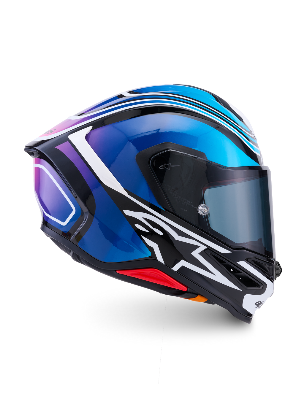 Alpinestars S-R7 Zeal Casco ECE 06, casco integral de moto para carreras, negro, azul, rosa y blanco brillante, construcción de carbono