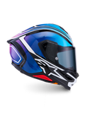 Alpinestars S-R7 Zeal Casco ECE 06, casco integral de moto para carreras, negro, azul, rosa y blanco brillante, construcción de carbono