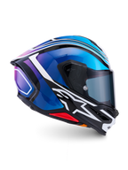 Alpinestars S-R7 Zeal Casco ECE 06, casco integral de moto para carreras, negro, azul, rosa y blanco brillante, construcción de carbono