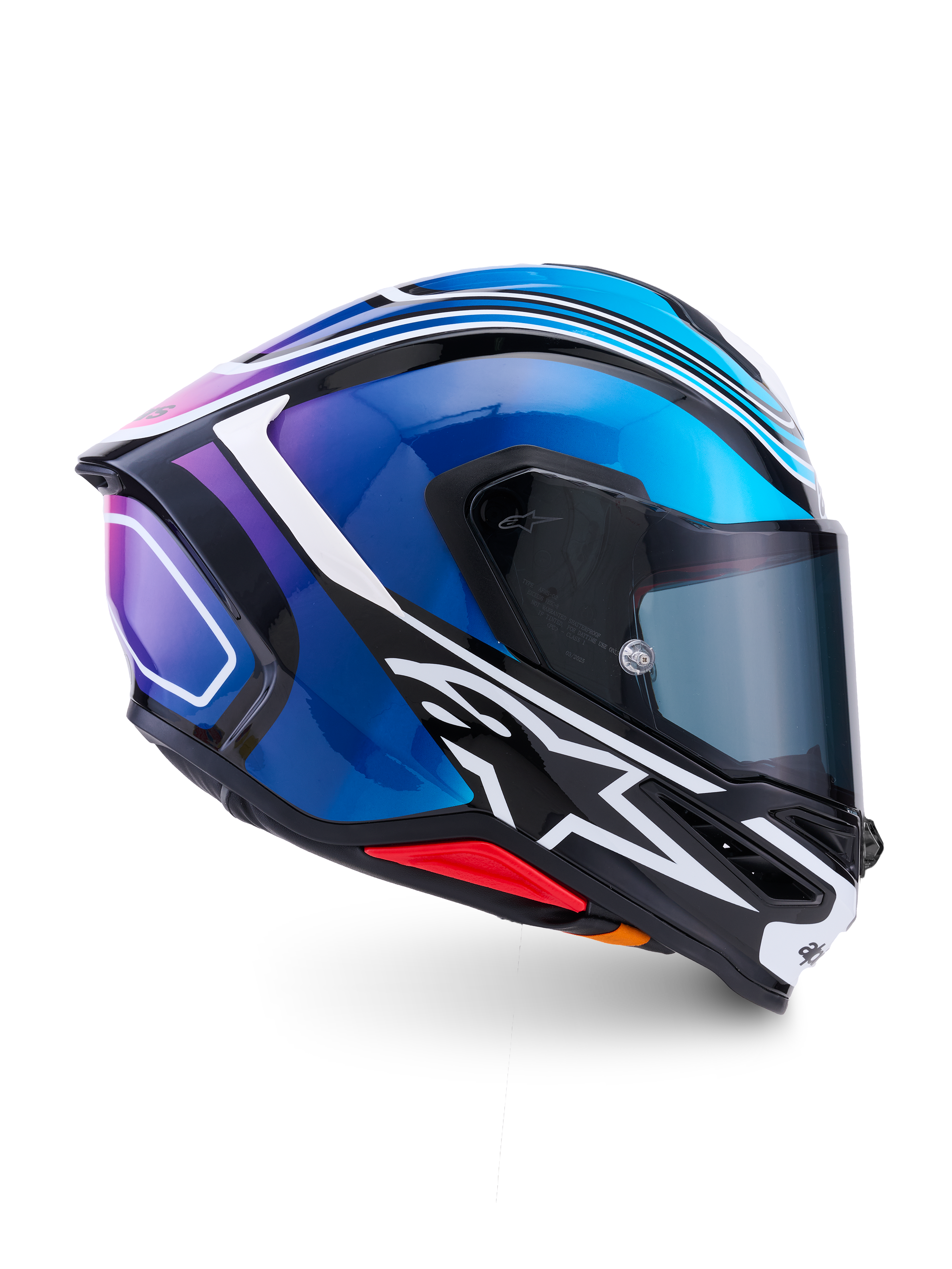 Alpinestars S-R7 Zeal Casco ECE 06, casco integral de moto para carreras, negro, azul, rosa y blanco brillante, construcción de carbono