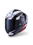 Alpinestars S-R7 A-Core Casco ECE06/DOT, casco integral de moto para carretera, negro, blanco y rojo, certificado ECE y construcción de compuesto de carbono