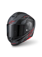 Alpinestars S-R7 A-Core Casco ECE06, casco integral de moto para carreras, negro, gris y rojo mate, construcción de compuesto de carbono