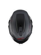 Alpinestars S-R7 A-Core, casco integral de moto para carreras, vista superior con spoiler aerodinámico y ventilación, negro mate, gris y rojo