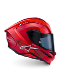 Alpinestars S-R7 A-Core Helmet, full face motorcycle racing helmet, ECE 22.06 certified, Red and White glossy finish with carbon composite construction and integrated aerodynamic spoiler