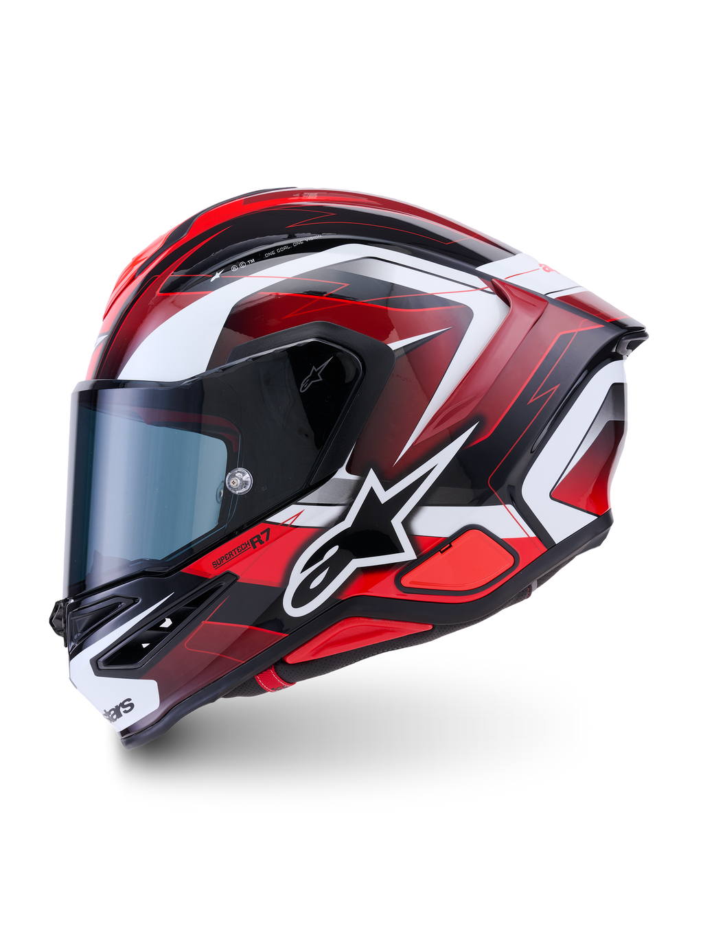 Alpinestars S-R7 Kinetis Casco ECE06, casco integral de moto para carreras, negro, rojo y blanco, acabado brillante, construcción de carbono