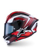 Alpinestars S-R7 Kinetis Casco ECE06, casco integral de moto para carreras, negro, rojo y blanco, acabado brillante, construcción de carbono