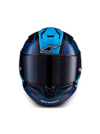 Alpinestars S-R7 Kinetis Helmet ECE 22.06, full face motorcycle racing helmet, Black, Blue, and Pink Fluo, carbon composite construction