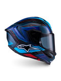 Alpinestars S-R7 Kinetis Helmet ECE 22.06, full face motorcycle racing helmet, Black, Blue, Pink, and White glossy finish, carbon composite construction