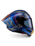 Alpinestars Supertech R10 Martinator Thai, casco de moto para carreras, azul y dorado, carbono, certificado FIM