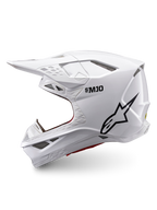 Alpinestars Supertech M10 Solid ECE 22.06, casco de motocross blanco brillante con logotipo negro, perfil lateral y múltiples puertos de ventilación