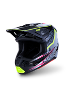 Alpinestars S-M7 Blaster, casco de motocross y off-road, negro y gris con amarillo fluorescente, carcasa ligera de compuesto, certificación ECE 22.06