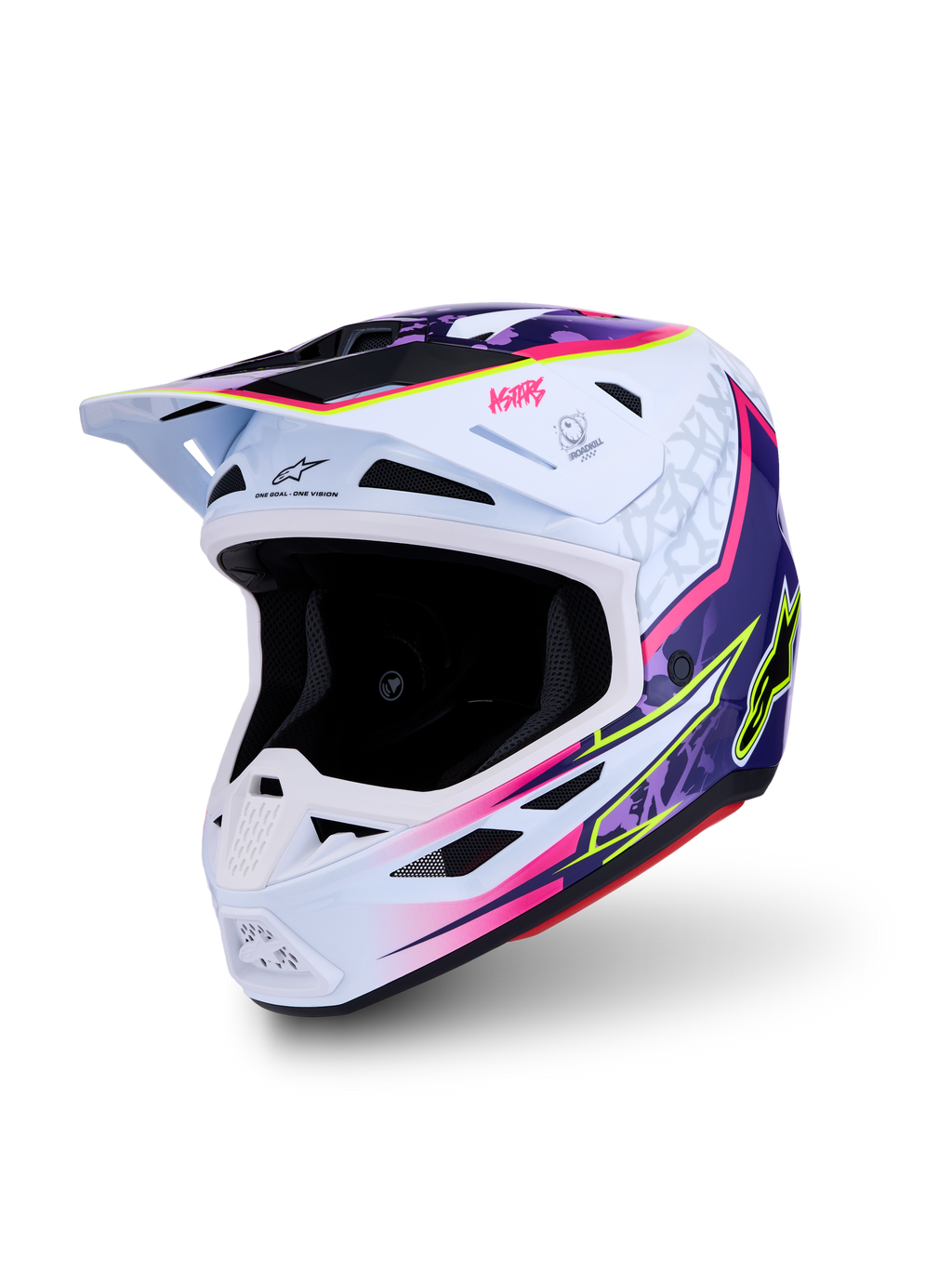 Casco Alpinestars S-M7 Blaster ECE06 para motocross y off-road, morado, rosa y blanco, con certificado ECE 22.06