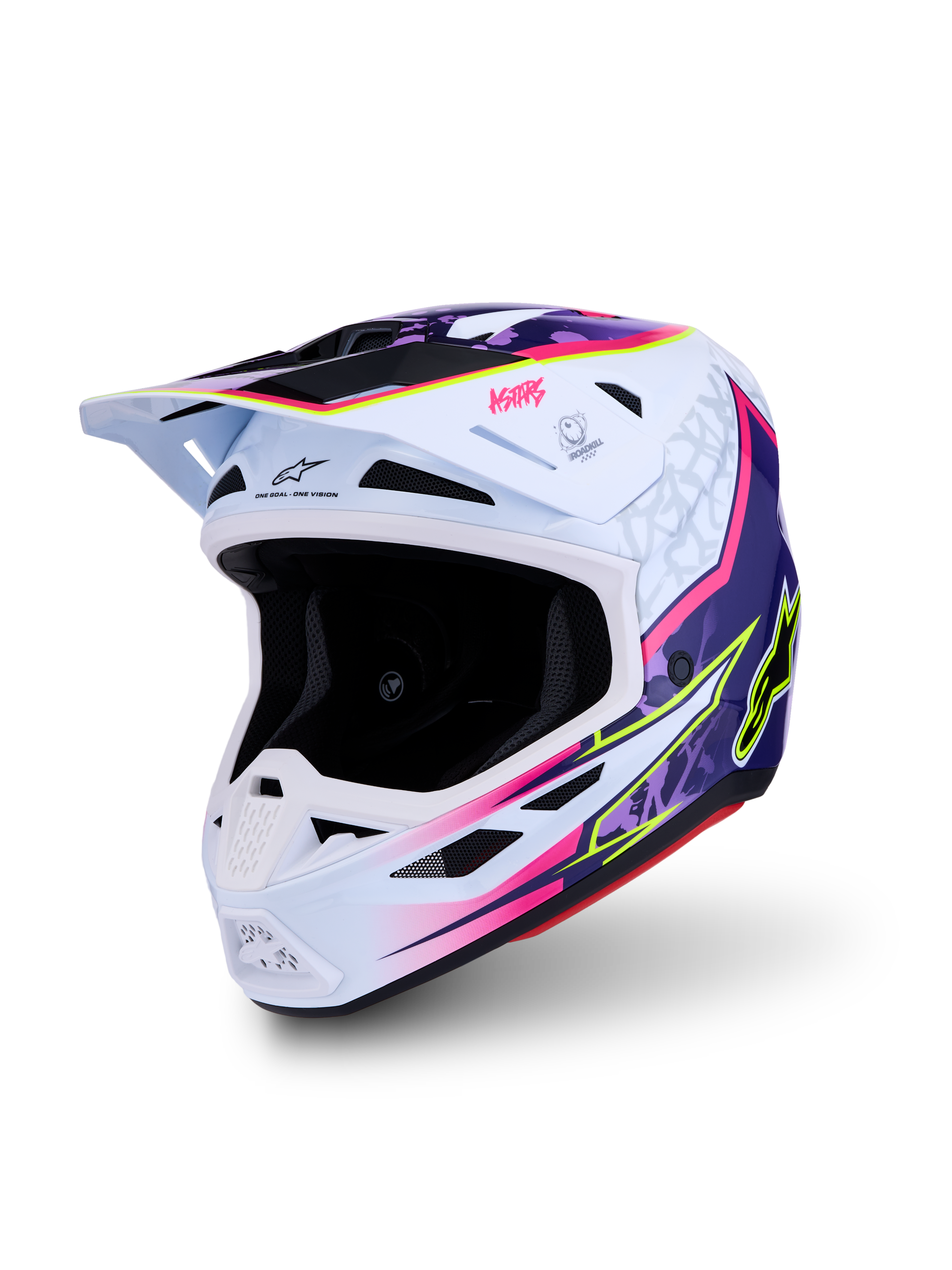 Casco Alpinestars S-M7 Blaster ECE06 para motocross y off-road, morado, rosa y blanco, con certificado ECE 22.06