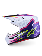 Alpinestars S-M7 Blaster ECE06, casco de motocross para off-road, morado, rosa y blanco, certificado ECE 22.06, construcción ligera de composite con diseño aerodinámico