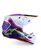 Alpinestars S-M7 Blaster ECE06, casco de motocross morado, rosa y blanco brillante, ligero y certificado ECE 22.06