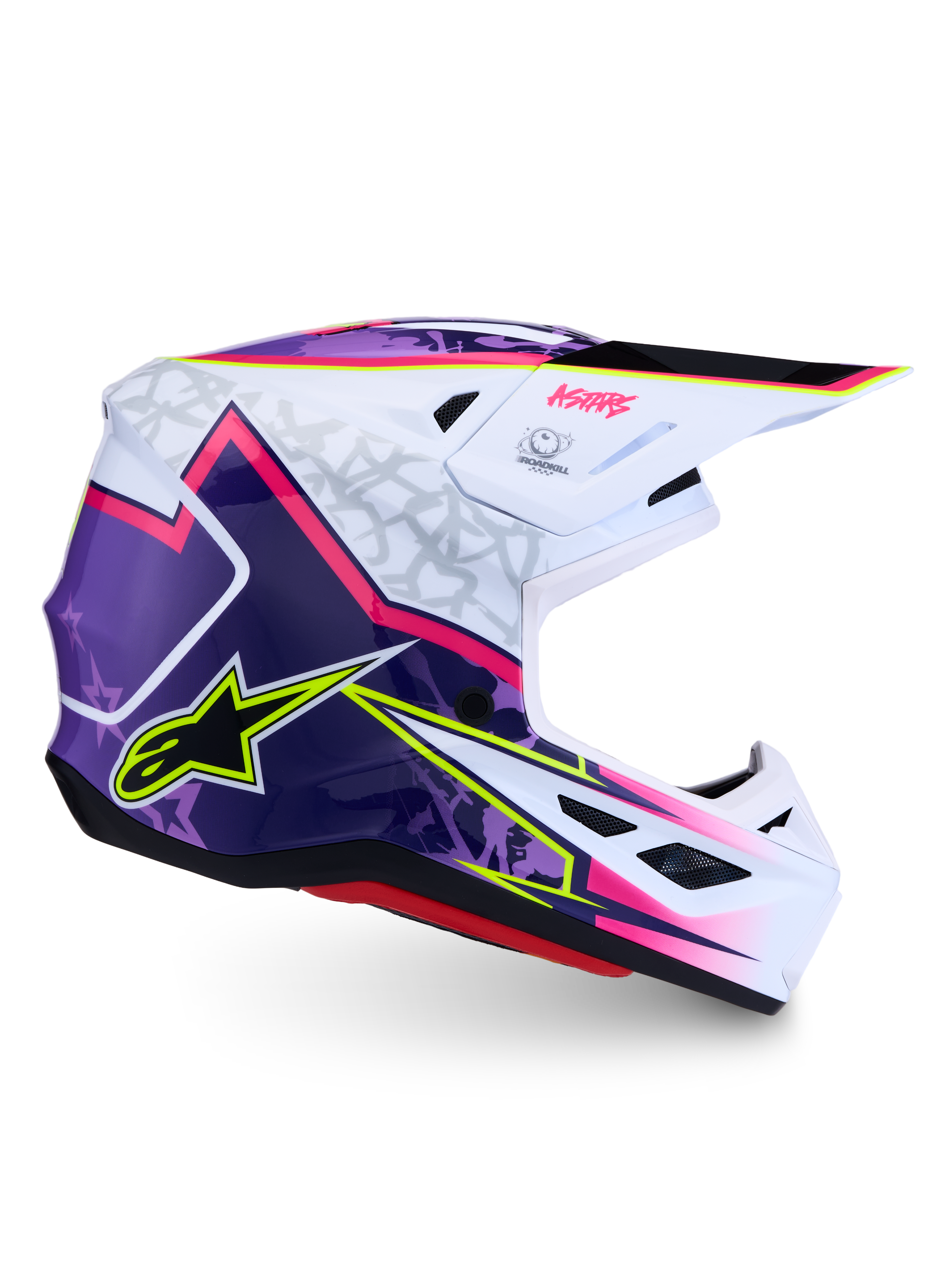 Alpinestars S-M7 Blaster ECE06, casco de motocross morado, rosa y blanco brillante, ligero y certificado ECE 22.06