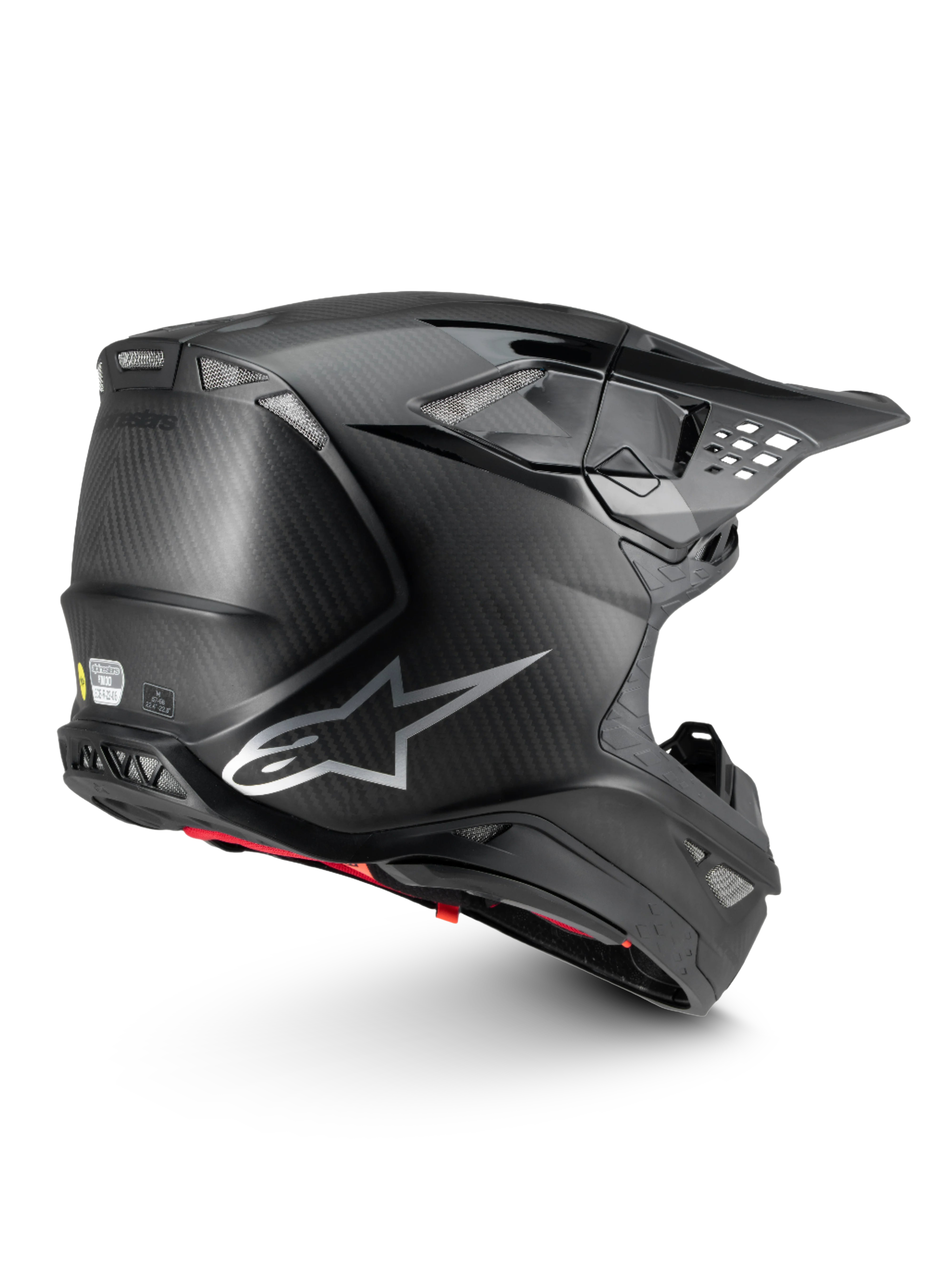 Alpinestars casco Supertech M10 Fame, casco de motocross en fibra de carbono negra, diseño ligero y ventilado con sistema MIPS y certificación ECE 22.06