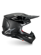 Alpinestars Supertech M10 Fame, casco de motocross negro mate y fibra de carbono, certificado ECE 22.06 para carreras.