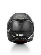 Casco Alpinestars Supertech M10 Fame para motocross, negro mate, fibra de carbono, MIPS, ECE 22.06, vista trasera.