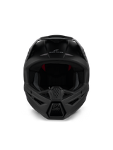 Alpinestars S-M3 Solid Helmet ECE 22.06, casco de motocross, negro mate, vista frontal que muestra la ventilación agresiva de la mentonera y el lema 'ONE GOAL - ONE VISION', diseño aerodinámico para carreras todoterreno