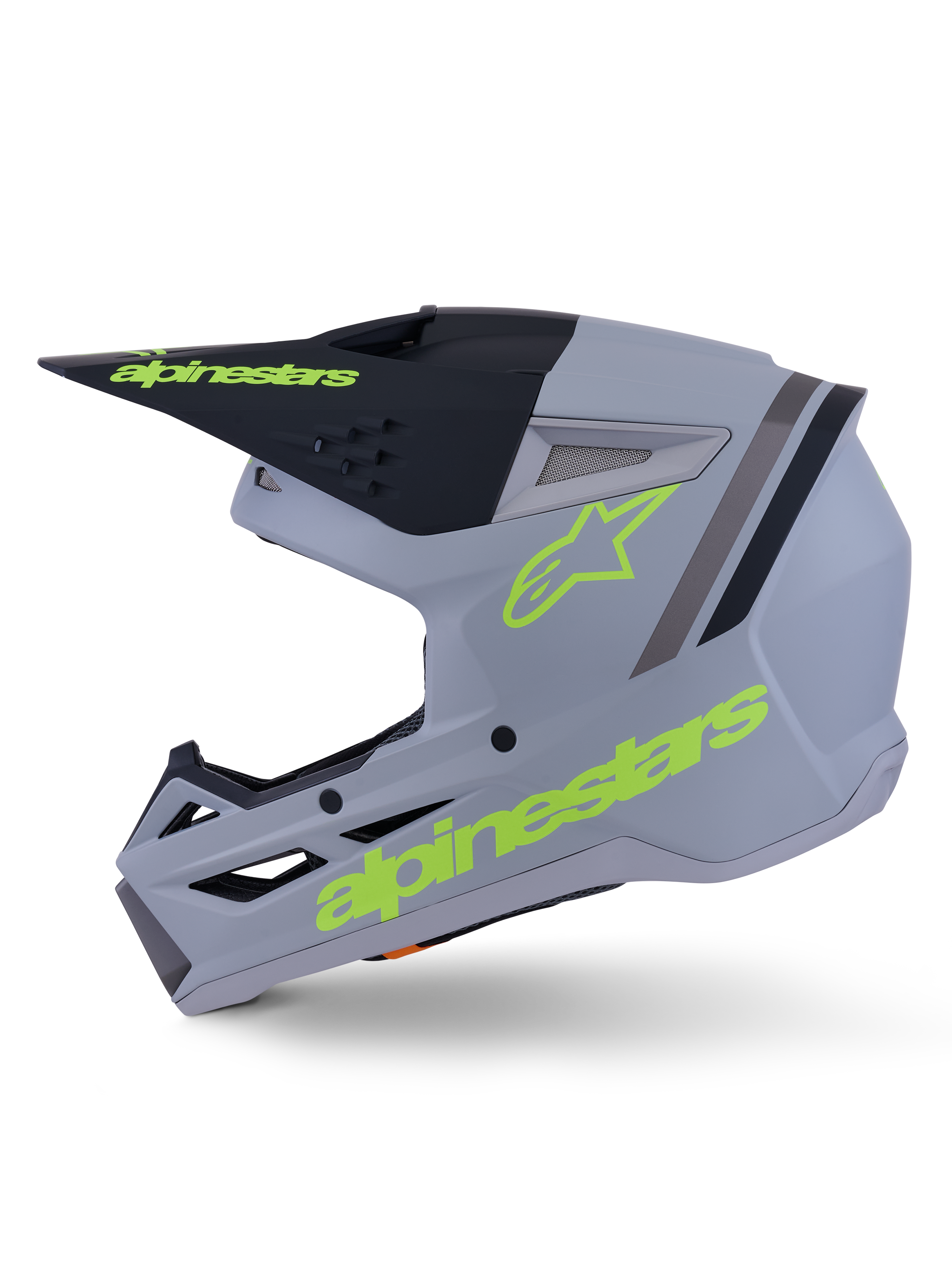 Alpinestars S-M3 Radium Helmet, Motocross Helmet, Green Black and Yellow Fluo Matte, thermo-injected shell with integrated visor and high-flow ventilation ports, engineered for MX and Enduro riding