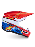 Casco Alpinestars SM3 Falcon, diseño gráfico en rojo, azul y blanco, protección para motocross certificada ECE 22.06.