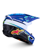 Alpinestars Casco SM3 Falcon ECE06, casco para motocross y off-road, azul y blanco con detalles flúor, certificación ECE 2206