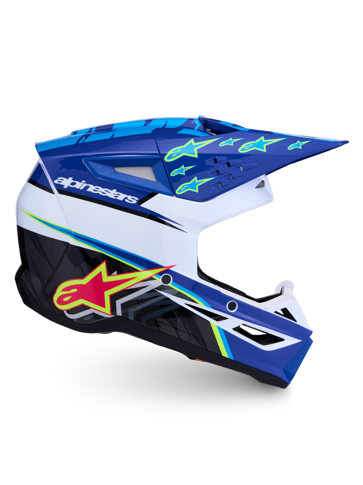 Alpinestars SM3 Falcon ECE06, casco de motocross para hombre, azul y blanco con estrellas y ventilación avanzada, ECE 22.06