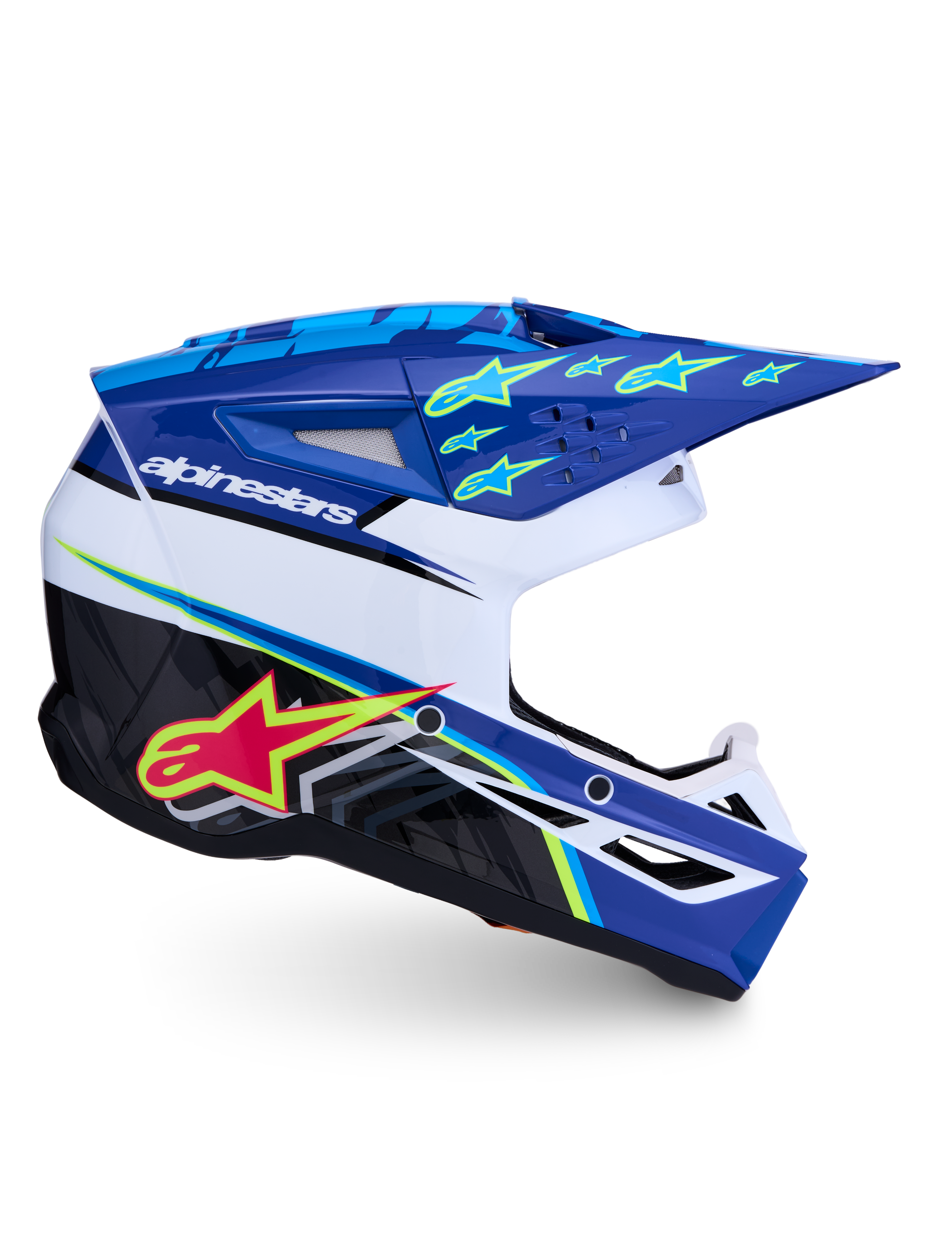 Alpinestars SM3 Falcon ECE06, casco de motocross para hombre, azul y blanco con estrellas y ventilación avanzada, ECE 22.06