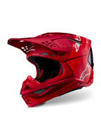 Casco Alpinestars Supertech M10 Flood, casco de motocross, rojo y rojo flúor mate y brillante, con logotipos blancos de Alpinestars, perfil aerodinámico con múltiples puertos de ventilación, carcasa ligera de compuesto de carbono para carreras todoterreno