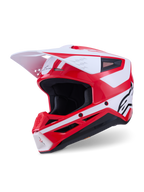 Alpinestars S-M3 Heat, casco de motocross, rojo, blanco y negro, acabado brillante, certificado ECE 22.06, visera blanca