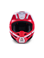 Alpinestars S-M3 Heat, casco de motocross en rojo, blanco y negro, con certificación ECE 22.06, vista frontal detallada.