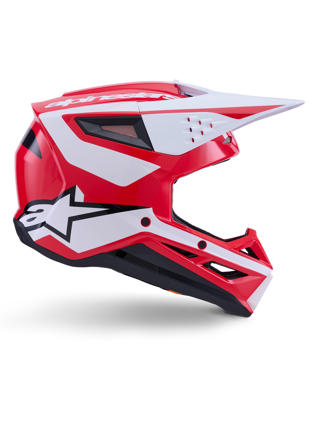 Alpinestars S-M3 Heat, casco de motocross rojo, blanco y negro brillante con protección todoterreno certificada ECE 22.06