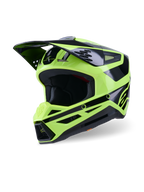 Casco Alpinestars S-M3 Heat, casco de motocross, amarillo flúor y negro brillante, con una calota aerodinámica con visera grande, múltiples puertos de entrada de ventilación y un diseño agresivo en la mentonera, protección de alto rendimiento para la cabeza en conducción off-road