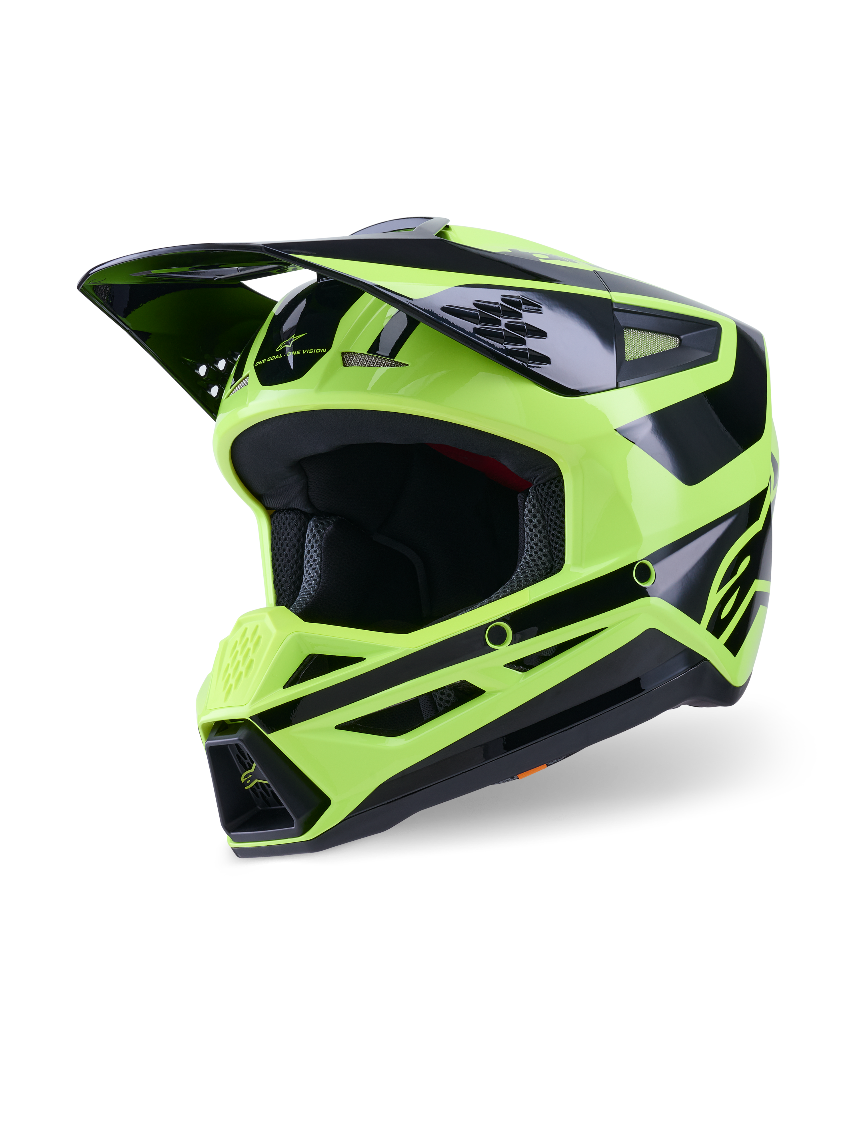 Casco Alpinestars S-M3 Heat, casco de motocross, amarillo flúor y negro brillante, con una calota aerodinámica con visera grande, múltiples puertos de entrada de ventilación y un diseño agresivo en la mentonera, protección de alto rendimiento para la cabeza en conducción off-road