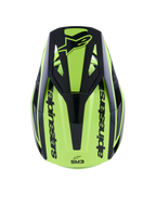 Alpinestars S-M3 Heat Helmet, casco de motocross, amarillo flúor y negro brillante, vista superior con visera negra con logotipo y marca Alpinestars en los laterales, calota aerodinámica de polímero termoinyectado para carreras off-road